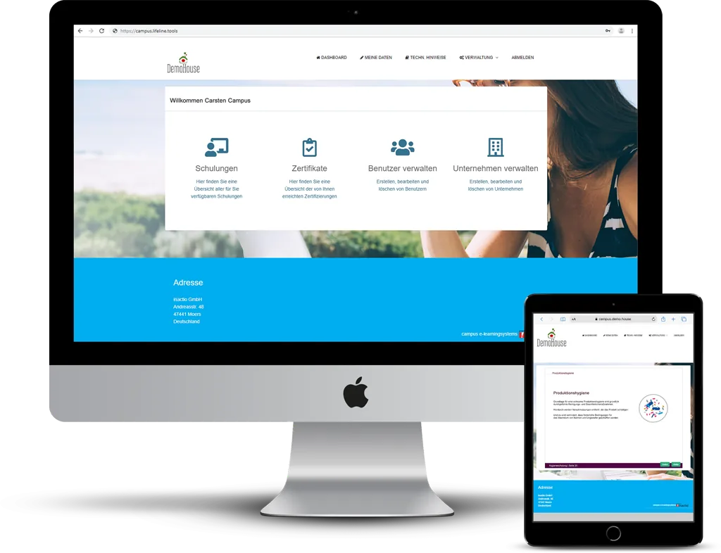 CAMPUS eLearning auf Desktop und mobilen Geräten