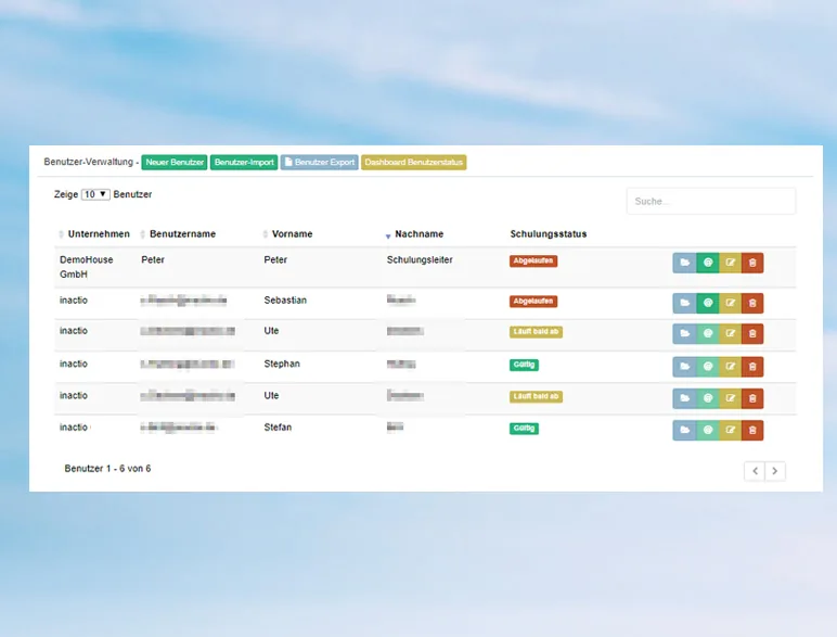 Screenshot: Benutzerverwaltung in CAMPUS