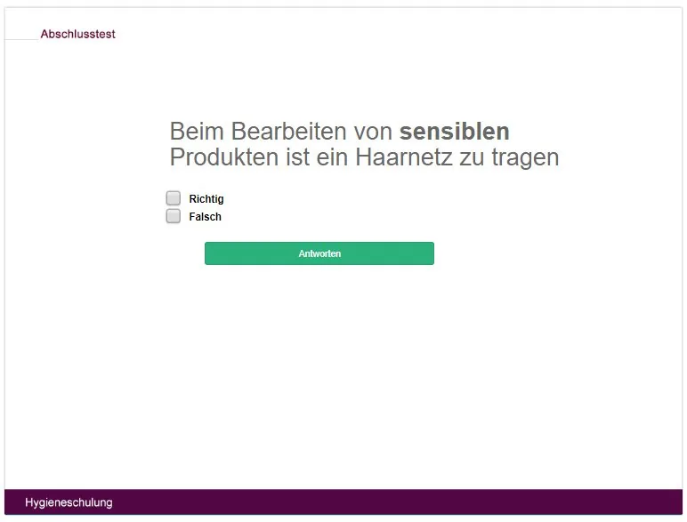 Screenshot: Wissensprüfung in CAMPUS